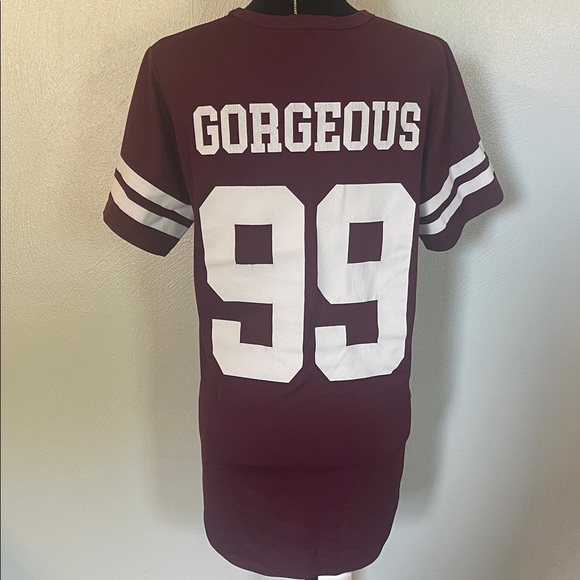A’GACI Gorgeous Maroon Varsity Graphic Tee Dress 99 Print Size M - Picture 2 of 6